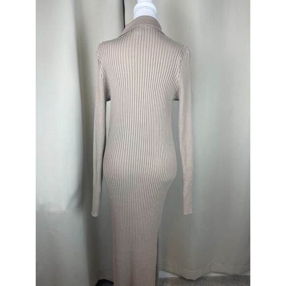 H&M Taupe Ribbed Knit Maxi Sweater Dress – Size XL - Picture 2 of 6